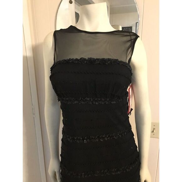 NWT $178 JS Collections Flapper Style Black Form Fitting Glittery Cocktail Dress - Picture 3 of 11